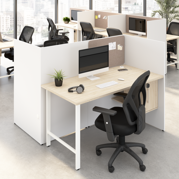 Hustle 60-inch 2 Person Office Cubicles with Locking Storage Cabinet