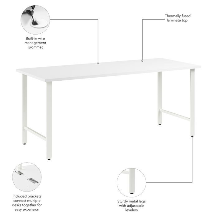 Hustle 72W x 30D Computer Desk with Metal Legs