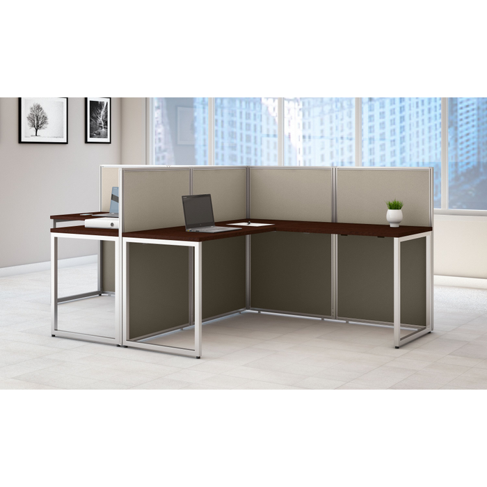Easy Office 60W 2 Person L Shaped Cubicle Desk Workstation with 45H Panels