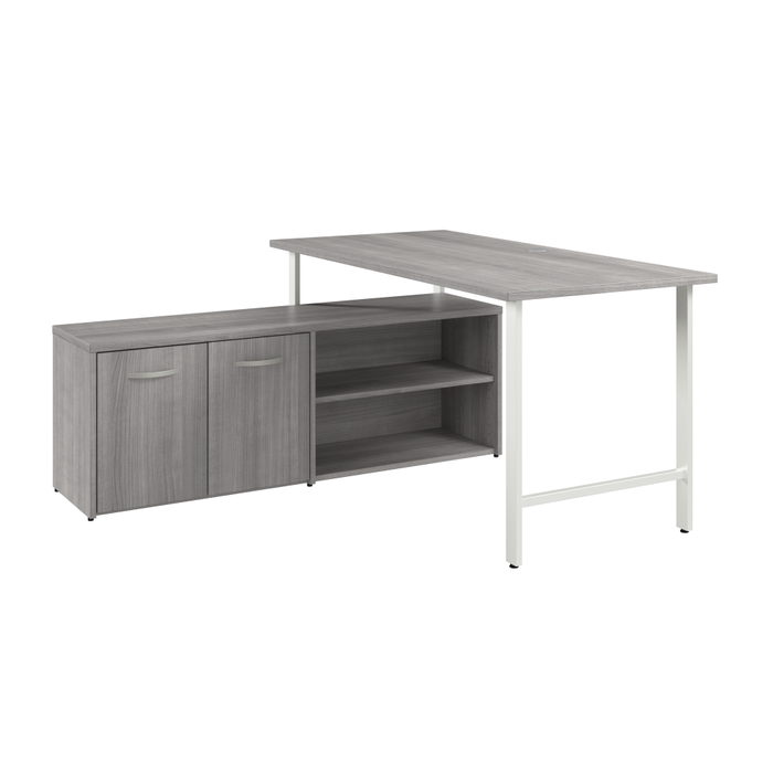 Hustle 60W x 30D Computer Desk and Low Storage Cabinet with Doors and Shelves