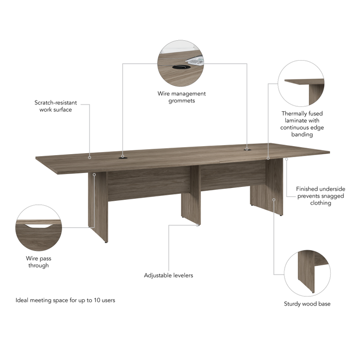 120-inch Office Conference Table with Wood Base