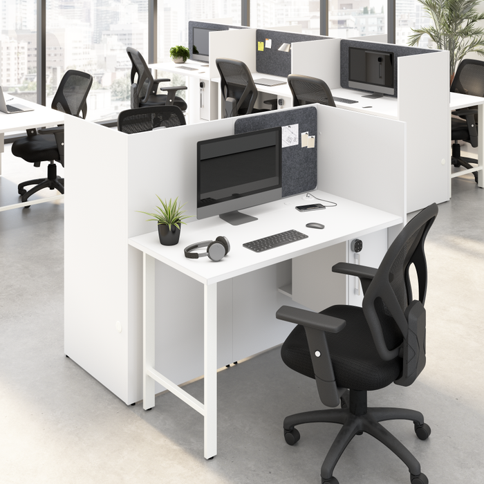 Hustle 48-inch 2 Person Office Cubicles with Locking Storage Cabinet