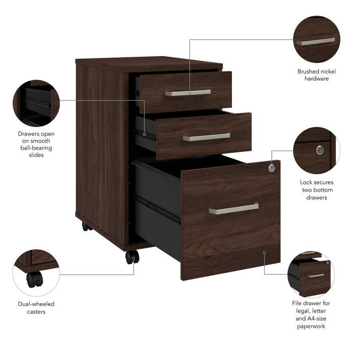 Vista 3 Drawer Mobile File Cabinet