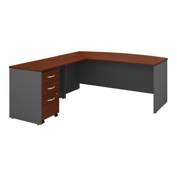 Series C 72W Bow Front L Shaped Desk with 48W Return and Mobile File Cabinet