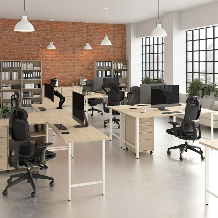 Hustle 72W x 30D L Shaped Computer Desk with 3 Drawer Mobile File Cabinet
