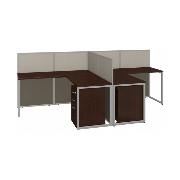 Easy Office 60-inch 2 Person L Shaped Cubicle Desk with Drawers and Low Panels