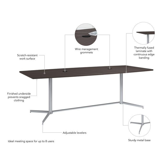 96-inch Office Conference Table with Metal Base