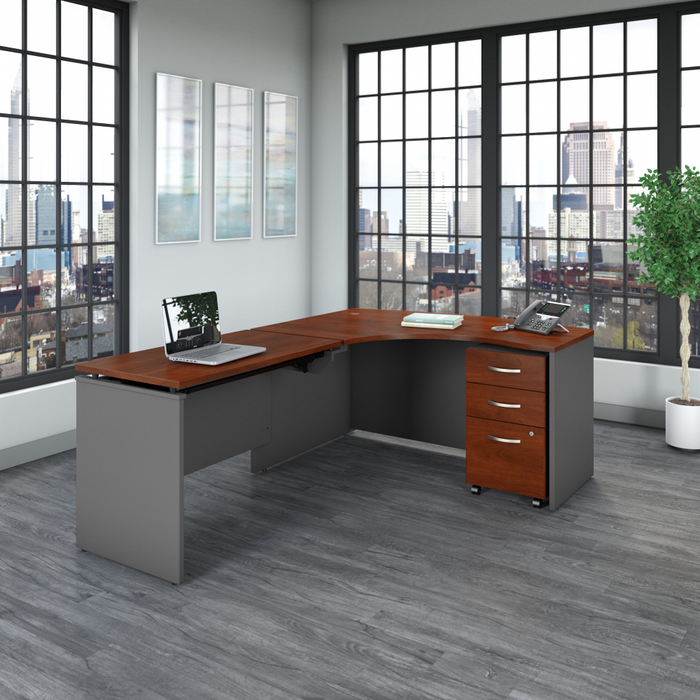Series C 60W x 43D Left Hand 3 Position Sit to Stand L Shaped Desk with Mobile File Cabinet