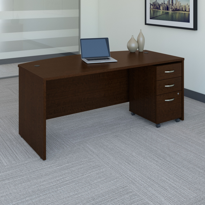 Series C 72W x 36D Bow Front Desk with Mobile File Cabinet
