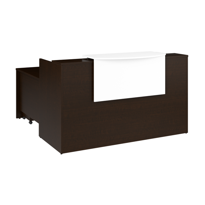 Arrive 72W x 72D L Shaped Reception Desk with Counter and Mobile File Cabinet