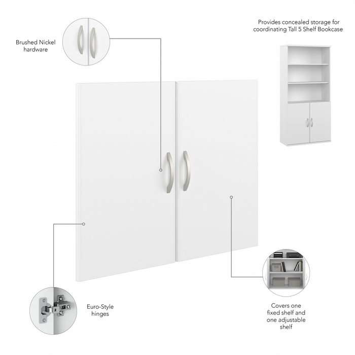 Hybrid Tall 5 Shelf Bookcase with Doors