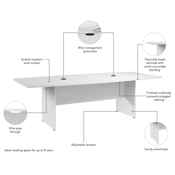 96-inch Office Conference Table with Wood Base