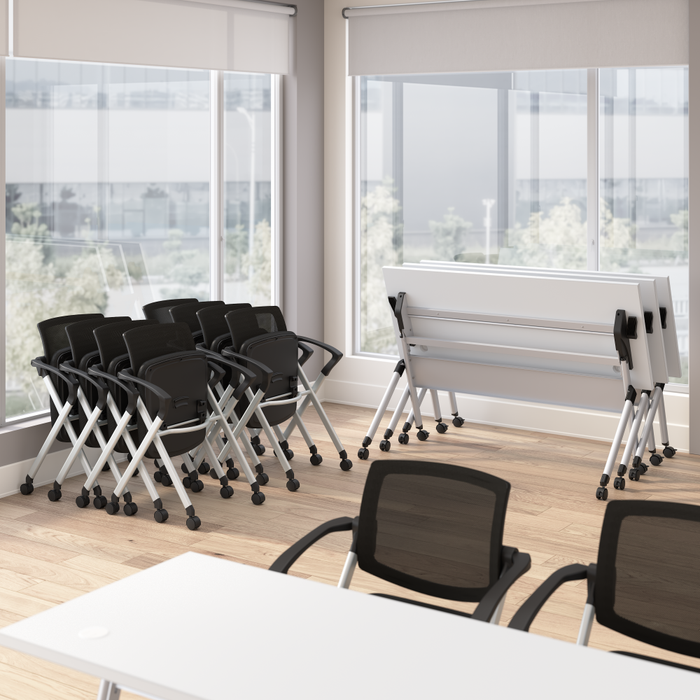 Envision 72W Folding Training Table and 2 Folding Chairs with Arms