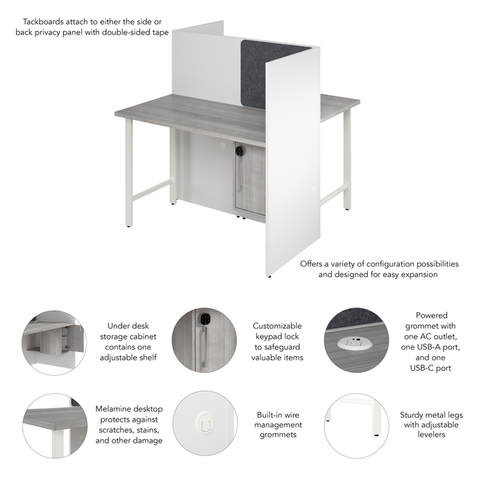 Hustle 48-inch 2 Person Office Cubicles with Locking Storage Cabinet