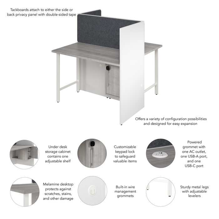 Hustle 48-inch 2 Person Office Cubicles with Locking Storage and Large Tackboards