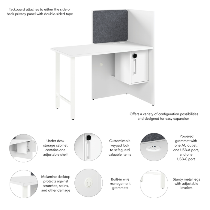 Hustle 48-inch Cubicle Desk for Office with Locking Storage Cabinet