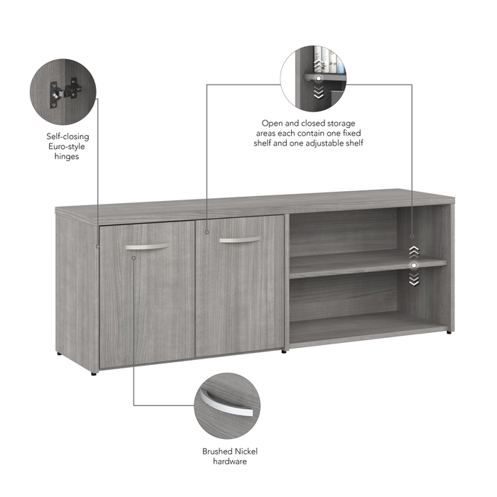 Studio C Low Storage Cabinet with Doors and Shelves