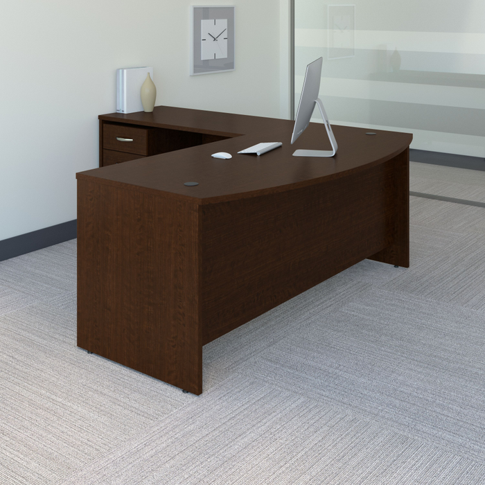 Series C 72W Bow Front L Shaped Desk with 48W Return and Mobile File Cabinet