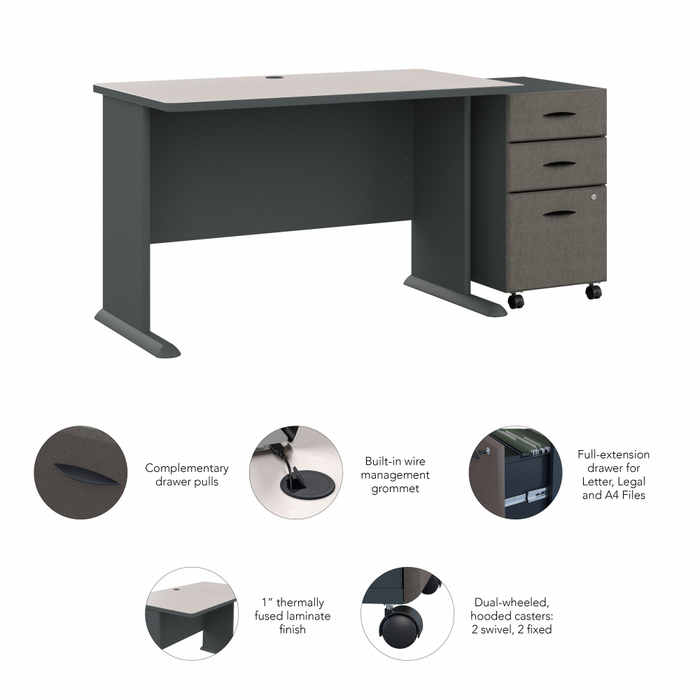 Series A 48W Desk with Mobile File Cabinet