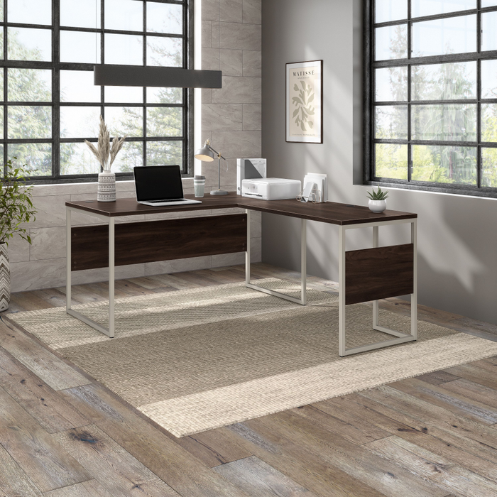 Hybrid 60W x 30D L Shaped Table Desk with Metal Legs