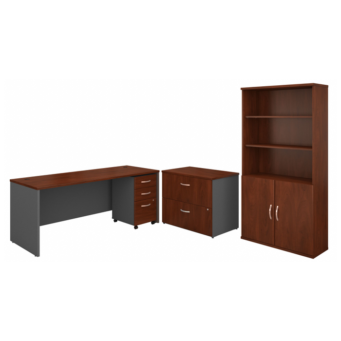 Series C 72W Office Desk with Bookcase and File Cabinets