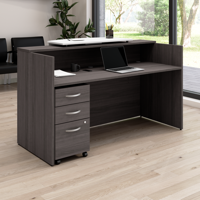 Arrive 72W x 30D Reception Desk with Counter and Mobile File Cabinet