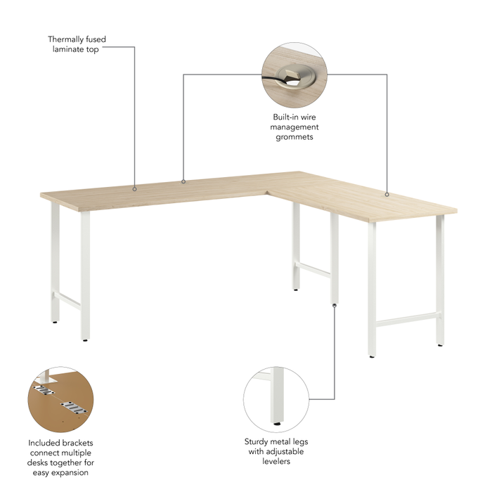 Hustle 72W x 24D L Shaped Computer Desk with Metal Legs