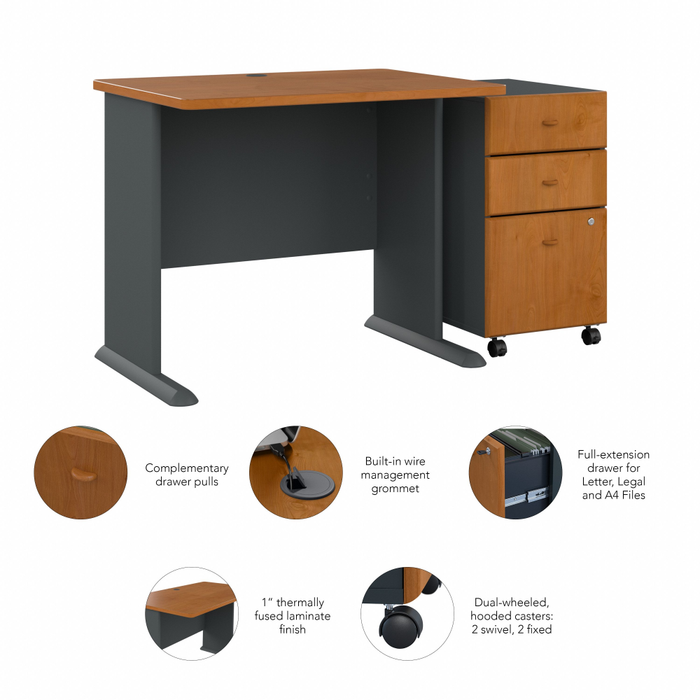 Series A 36W Desk with Mobile File Cabinet