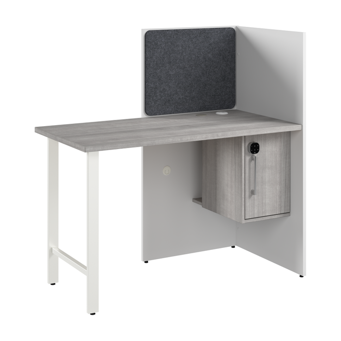 Hustle 48-inch Cubicle Desk for Office with Locking Storage Cabinet