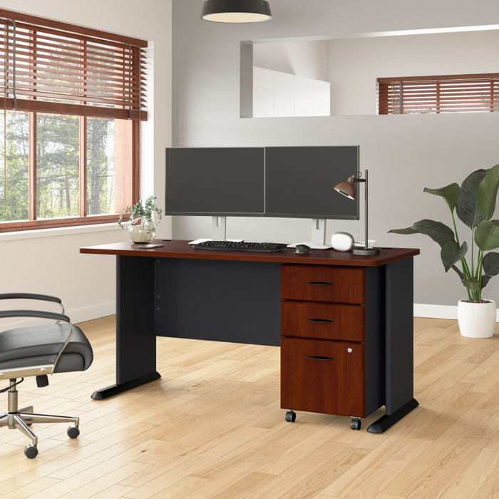 Series A 60W Desk with Mobile File Cabinet