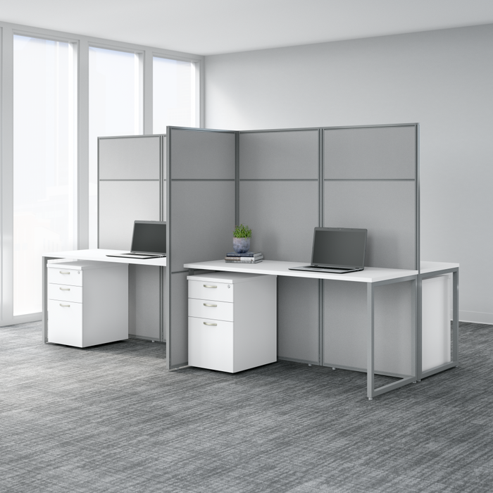 Easy Office 60W 2 Person Cubicle Desk with File Cabinets and 66H Panels