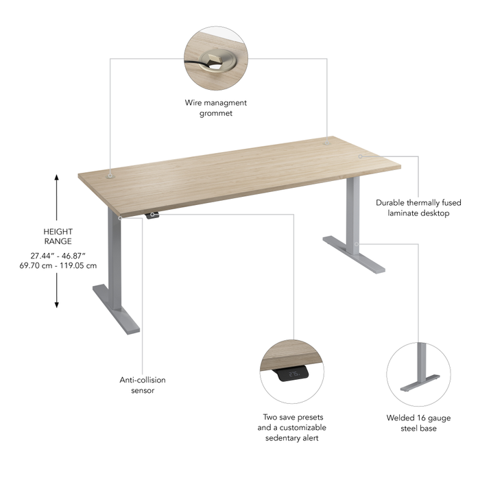 Move 60 Series 72W x 30D Electric Height Adjustable Standing Desk