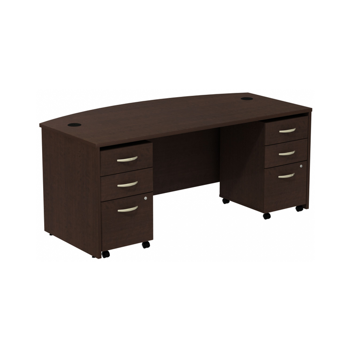 Series C Bow Front Desk with (2) 3 Drawer Mobile Pedestals