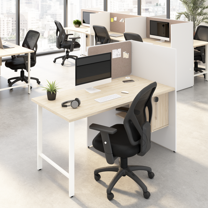 Hustle 60-inch Cubicle Desk for Office with Locking Storage Cabinet