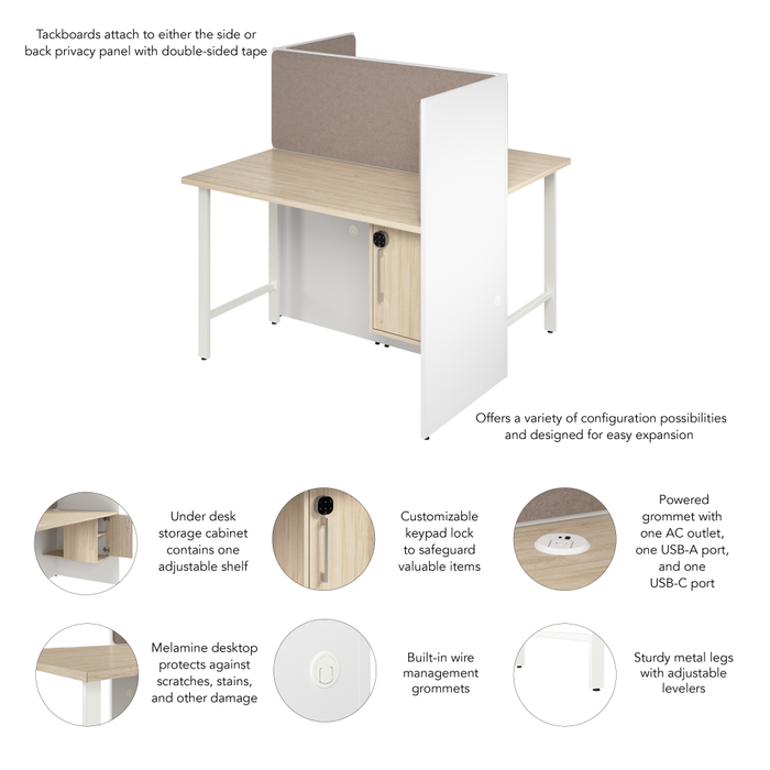 Hustle 48-inch 2 Person Office Cubicles with Locking Storage and Large Tackboards