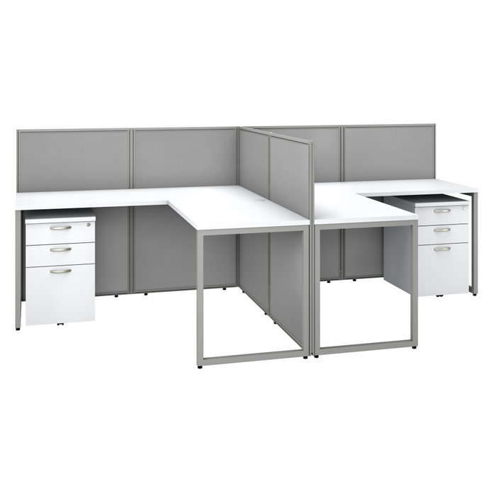 Easy Office 60-inch 2 Person L Shaped Cubicle Desk with Drawers and Low Panels