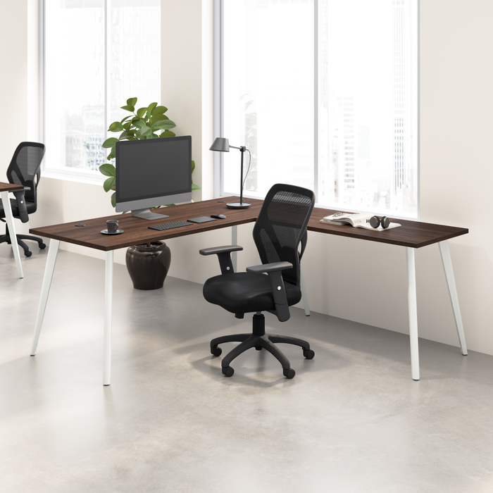 Vista 72W x 30D L Shaped Desk with Splayed Metal Legs