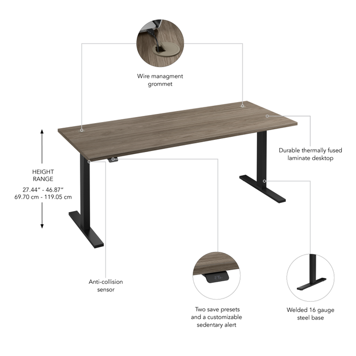 Move 60 Series 72W x 30D Electric Height Adjustable Standing Desk