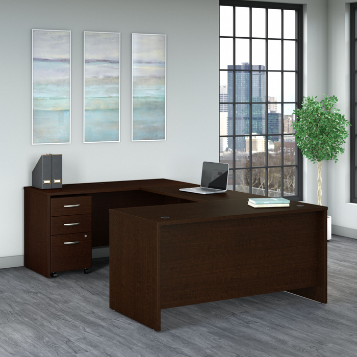 Series C 60W U Shaped Desk with 3 Drawer Mobile File Cabinet