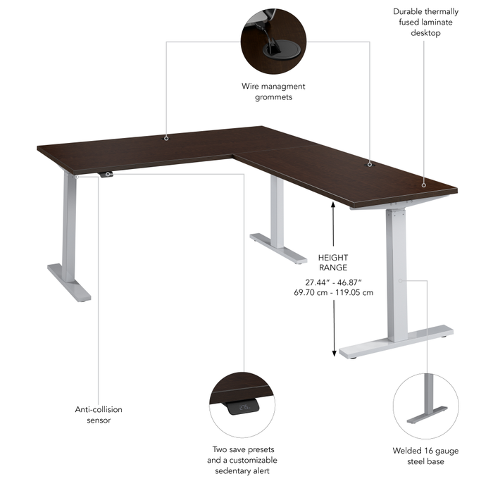 Move 60 Series 60W Height Adjustable L Shaped Standing Desk