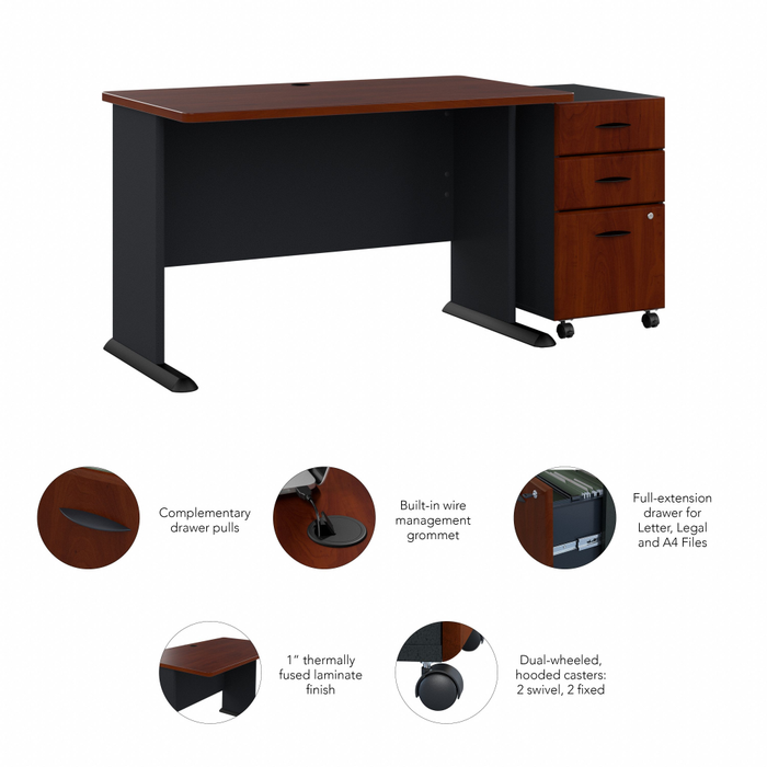 Series A 48W Desk with Mobile File Cabinet