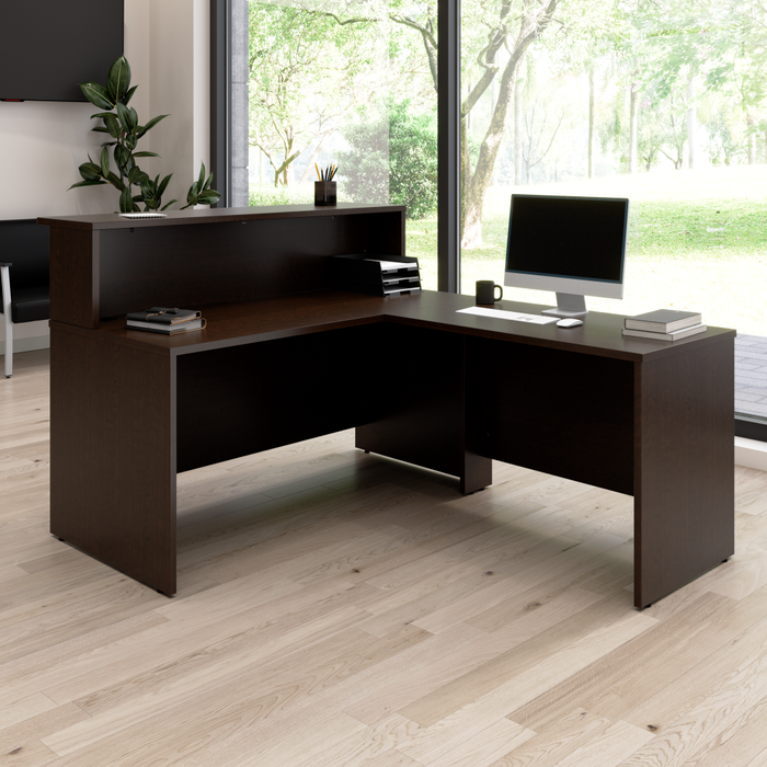 Arrive 60W x 72D L Shaped Reception Desk with Shelf