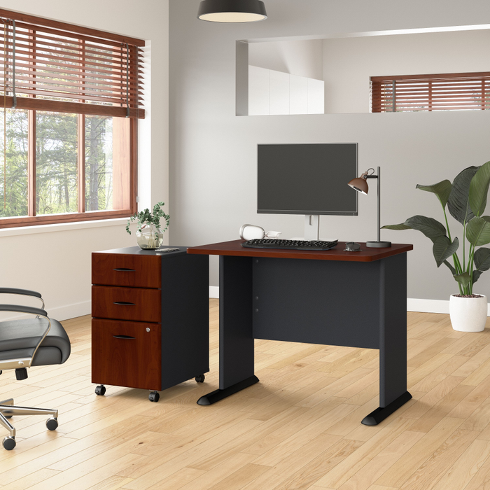 Series A 36W Desk with Mobile File Cabinet