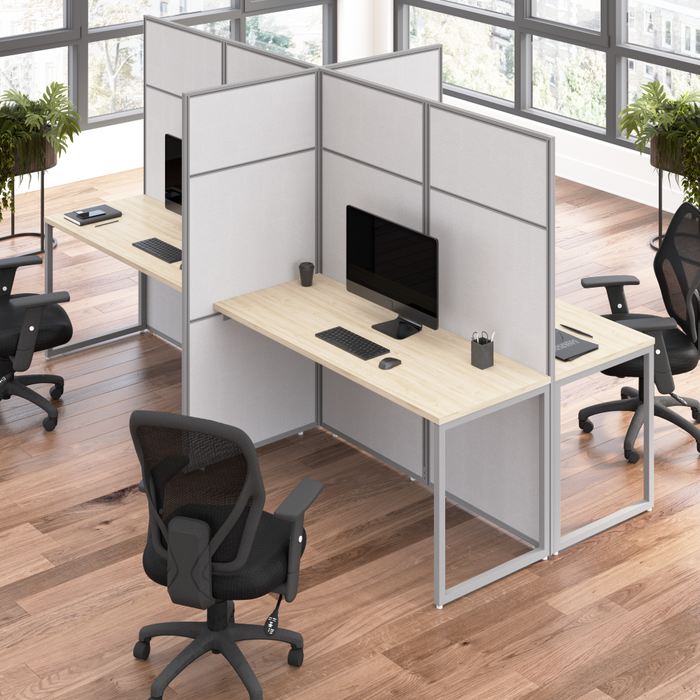 Easy Office 60-inch 4 Person Cubicle Desk with Tall Panels
