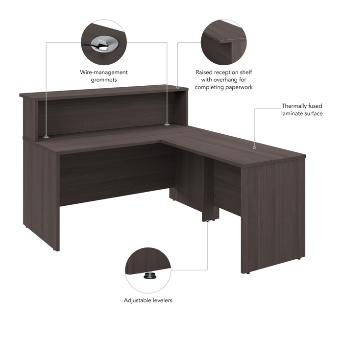 Arrive 60W x 72D L Shaped Reception Desk with Shelf