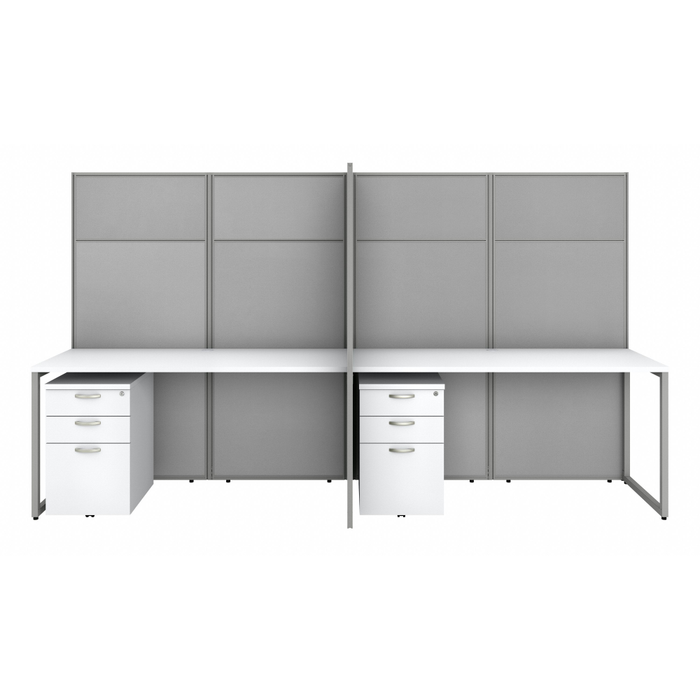 Easy Office 60W 4 Person Cubicle Desk with File Cabinets and 66H Panels