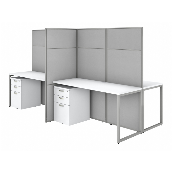 Easy Office 60W 4 Person Cubicle Desk with File Cabinets and 66H Panels