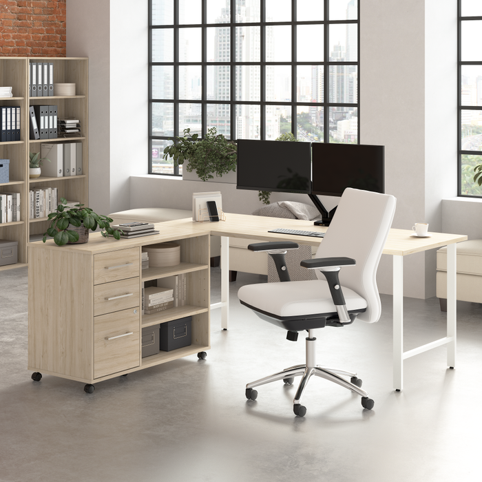 Hustle 72W x 30D Computer Desk and Storage Cabinet with Drawers and Shelves