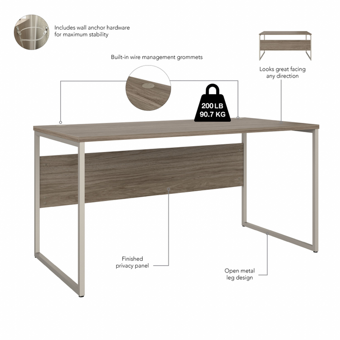Hybrid 60W x 30D Computer Table Desk with Metal Legs