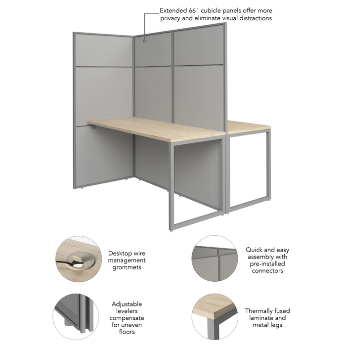 Easy Office 60W 2 Person Cubicle Desk Workstation with 66H Panels